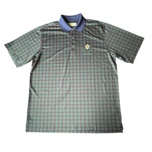 Royal Dornoch Donald Ross Navy Green Plaid Golf Shirt, Large